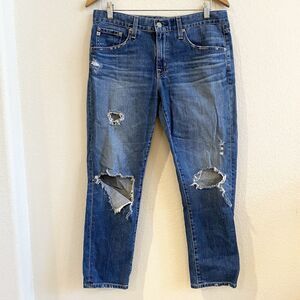 AG Adriano‎ Goldschmied The Ex-Boyfriend Slouchy Slim Jeans 29R Blue Distressed